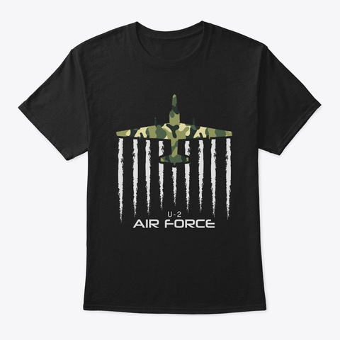 U 2 Fighter Aircraft   American Flag Black Camiseta Front