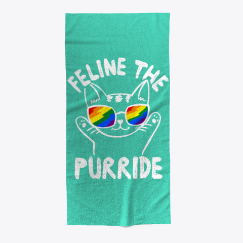 Gay Pride Awareness Feline The Purride Aqua T-Shirt Front