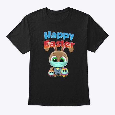 Happy Easter 2020 Easter Bunny With Face Black T-Shirt Front