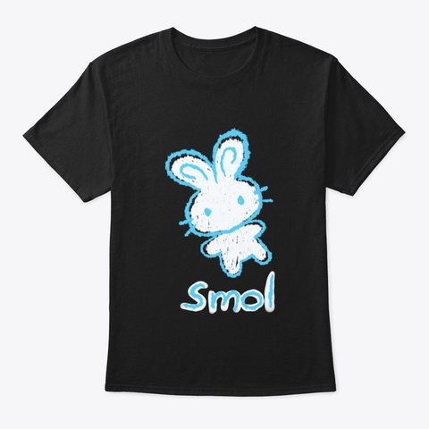 Smol Crayon Bunny   Cute Kawaii Simple D Black T-Shirt Front