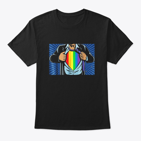 Queer Superhero Halloween Lgbt Rainbow Black T-Shirt Front