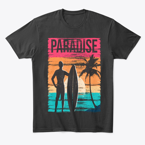 Sumer Paradise Boat Surfing Tee Black T-Shirt Front