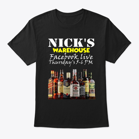 Nick's Warehouse Design Black T-Shirt Front