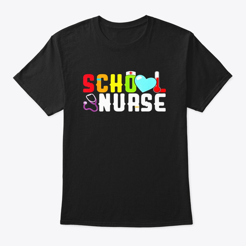 Funny School Nurse Back To School Black T-Shirt Front