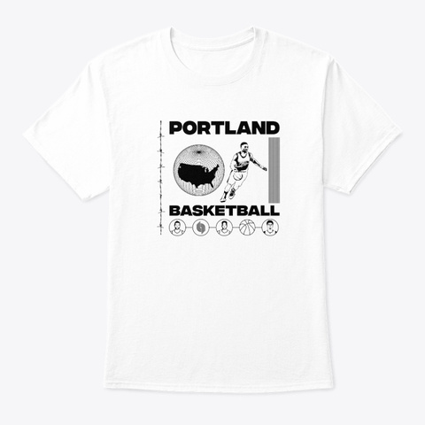 Portland Modern Basketball White T-Shirt Front