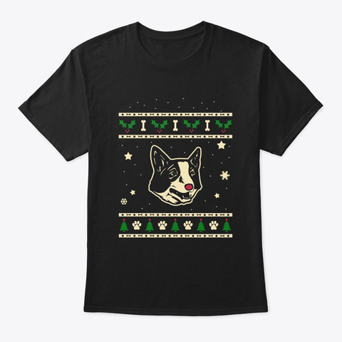 Christmas Russo European Laika Gift Black T-Shirt Front