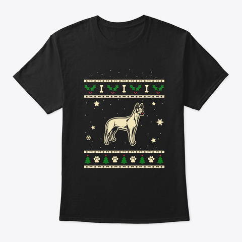 Christmas Ibizan Hound Gift Black T-Shirt Front