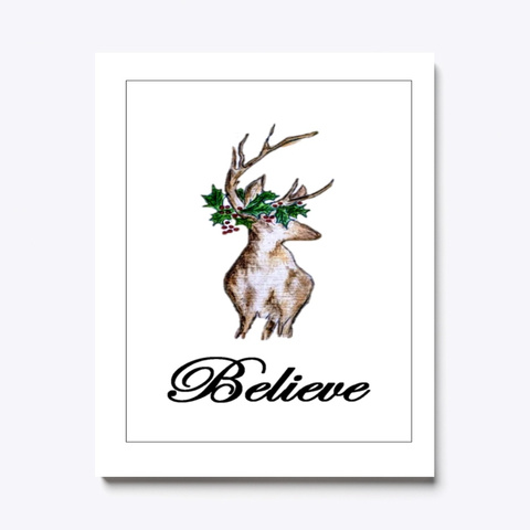 Christmas Reindeer   Believe White T-Shirt Front