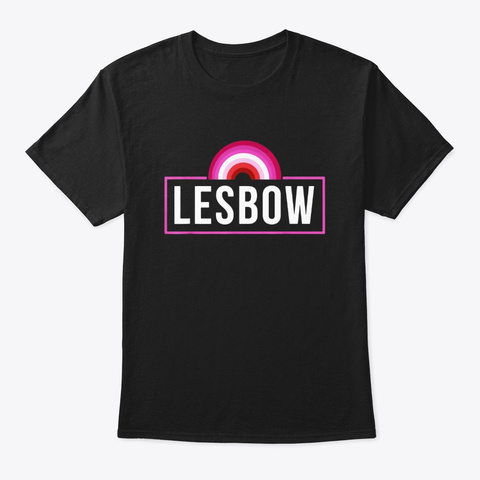 Lesbow T Shirt Funny Lesbian Rainbow Black T-Shirt Front