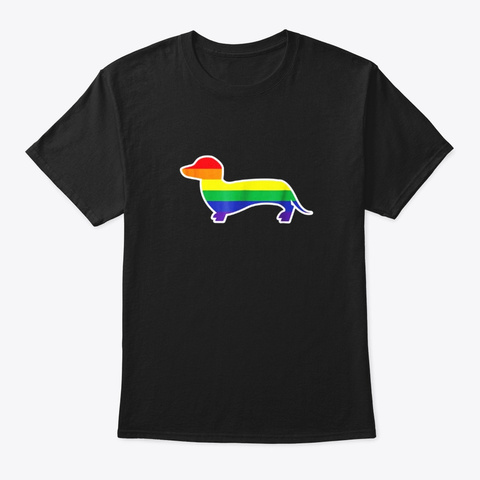 Dog Lover Gift Dachshund Gay Pride Black T-Shirt Front