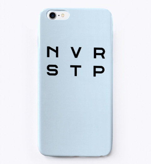 "N V R S T P" Phone Case Pale Blue T-Shirt Front