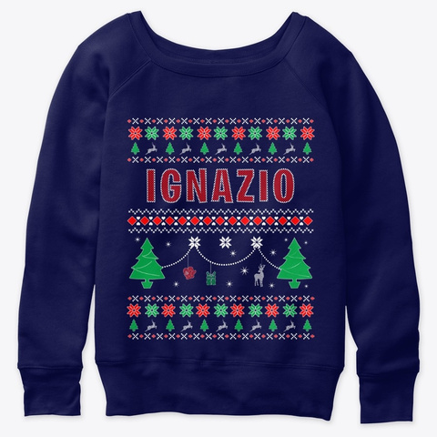 Ugly Christmas Themed Gift For Ignazio Navy  T-Shirt Front