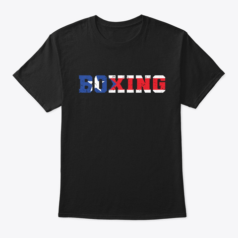Puerto Rico Flag Boxing Vintage Black T-Shirt Front