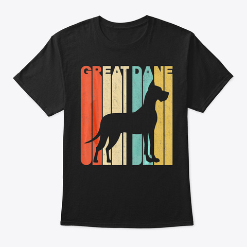 Vintage Retro Great Dane Silhouette T Sh Black Camiseta Front