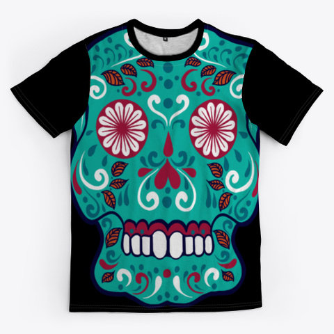 Funny Mexican Sugar Skull Shirt Black áo T-Shirt Front
