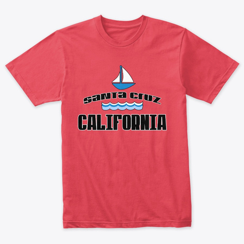 Santa Cruz California Sail Boat Vintage Red T-Shirt Front