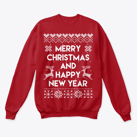 Merry Christmas And Happy New Year Deep Red  T-Shirt Front