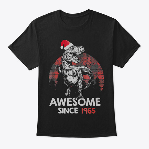 Awesome Since 1965 55 Th Birthday Red Pla Black T-Shirt Front