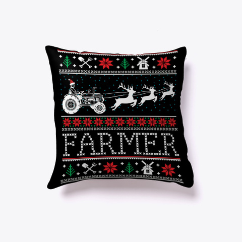 Farmer Tractors Ugly Christmas Xmas Gift Black T-Shirt Front
