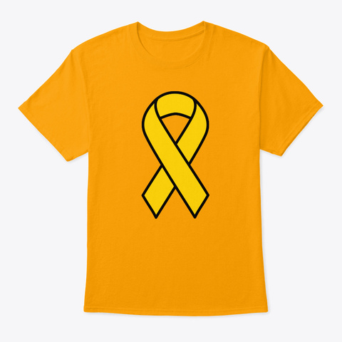 Gold Childhood Cancer Ribbon Gold T-Shirt Front