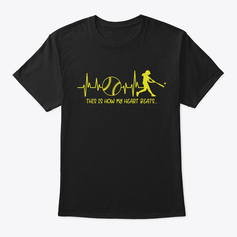 This Is How My Heart Beats Funny Black T-Shirt Front