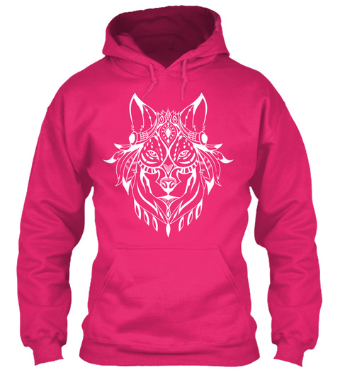 Ethnic White Wolf Hoodie Heliconia T-Shirt Front