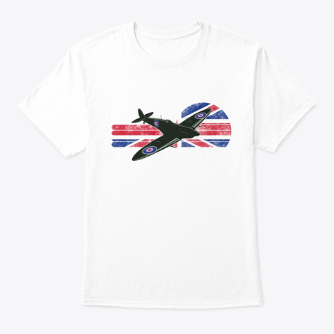 Spitfire Uk Flag Mk.1 Raf British Wwii White T-Shirt Front