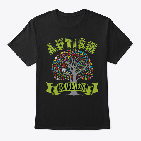 Autism Awareness Puzzle Hoodie Autism Tr Black T-Shirt Front