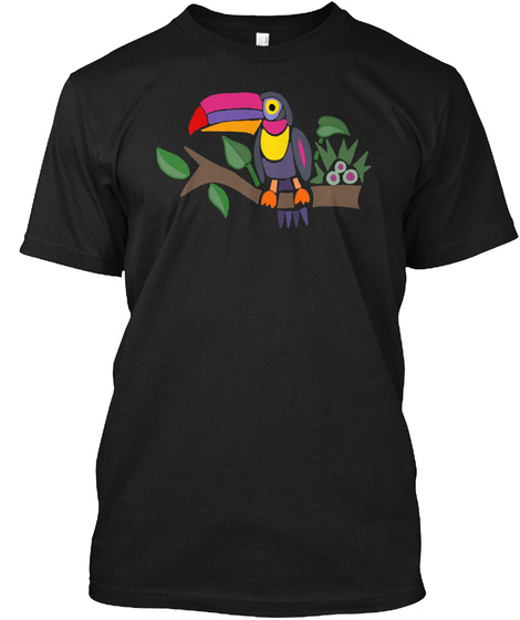Funny Funky Toucan Abstract Art Black T-Shirt Front