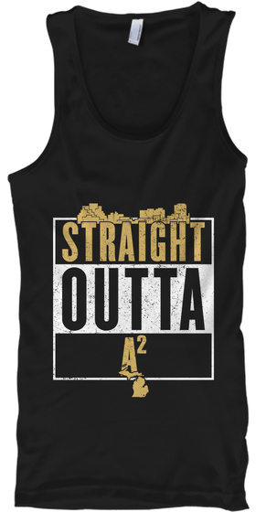 Straight Outta A2 Black T-Shirt Front