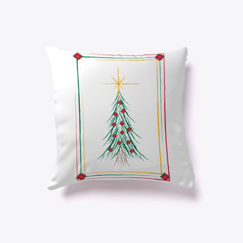 Merry Christmas Tree Pillow White T-Shirt Front