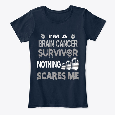 Brain Cancer Halloween Nothing Scares Me New Navy T-Shirt Front