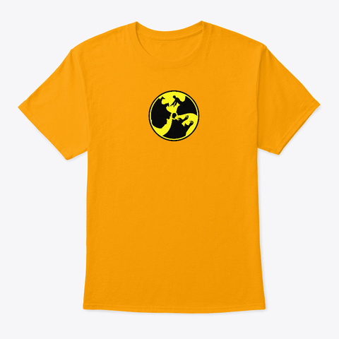 Skeleton Zombie Radioactive Symbol Gold T-Shirt Front