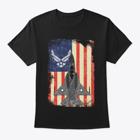 Air Force  American  Fighter Jet Black T-Shirt Front
