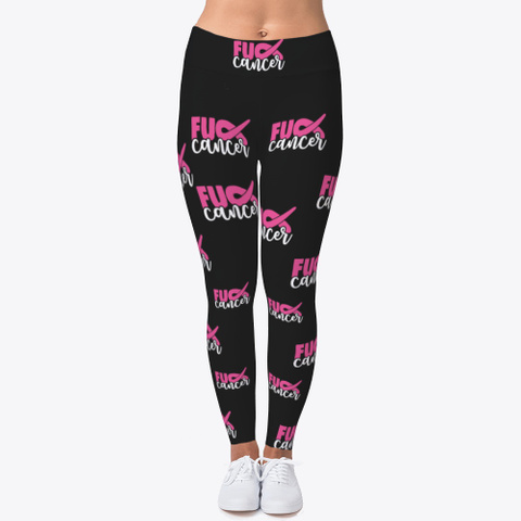 Fuck Breast Cancer Pink Ribbon Womens Full-Length Sports Running Yoga Workout Leggings Pants Stretchable
