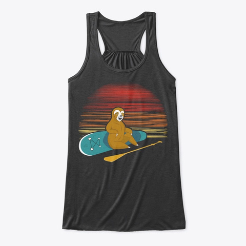 Paddleboarding Sloth Sup Board Dark Grey Heather T-Shirt Front