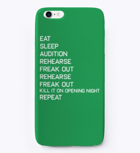 Funny Eat Sleep Theater Nerd Geek Actor Green T-Shirt Front