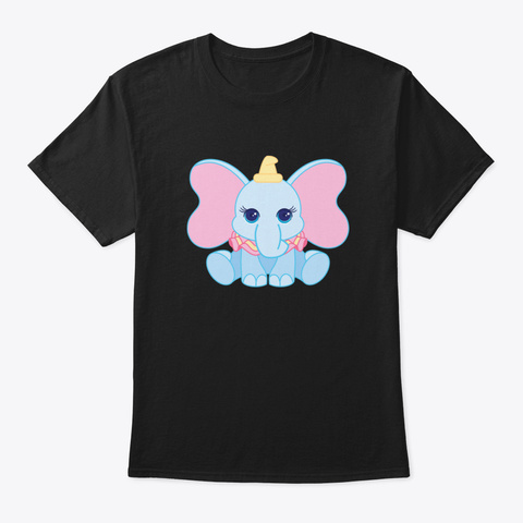 Baby Elephant 14 L22 Black T-Shirt Front
