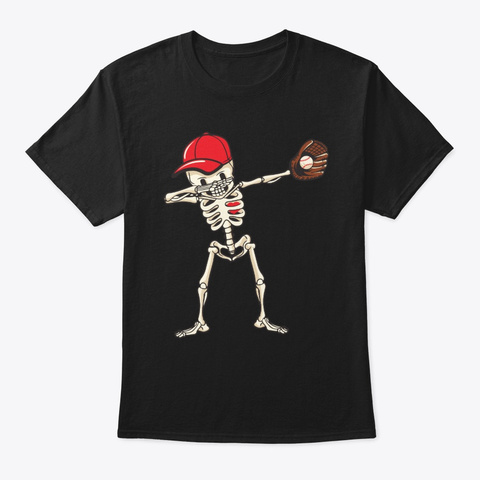 Dabbing Skeleton Baseball Hip Hop Dab Black T-Shirt Front