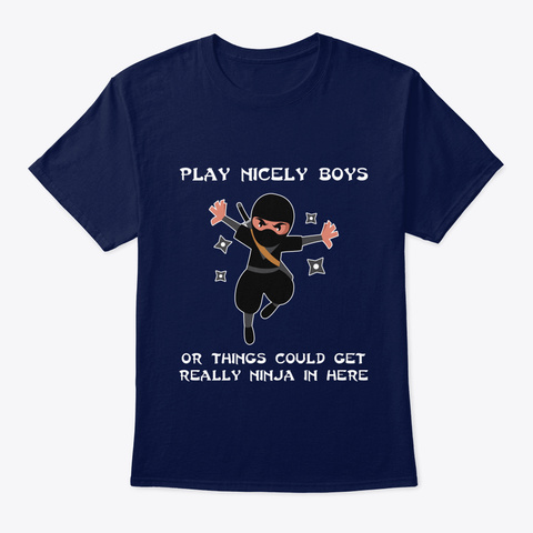 Funny Girls Ninja Martial Arts Loving Gi Navy T-Shirt Front