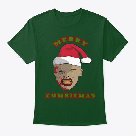 Zombie Christmas Holiday Adult  Deep Forest T-Shirt Front
