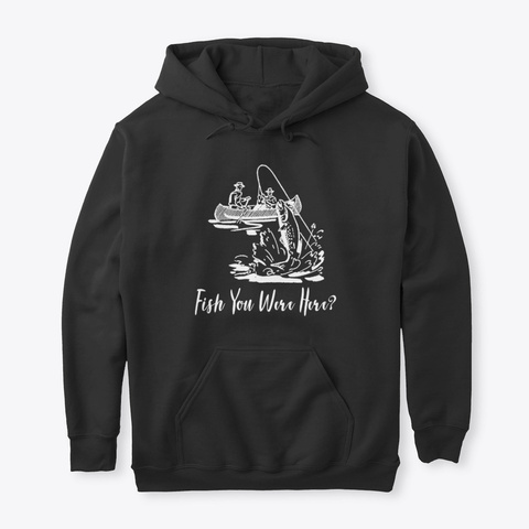 Fish You Were Here Vintage Fishing Kayak Black T-Shirt Front