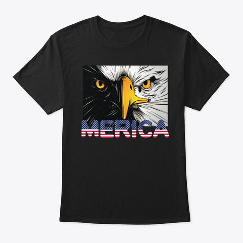 4th Of July Shirts   Eagle American Flag Black T-Shirt Front