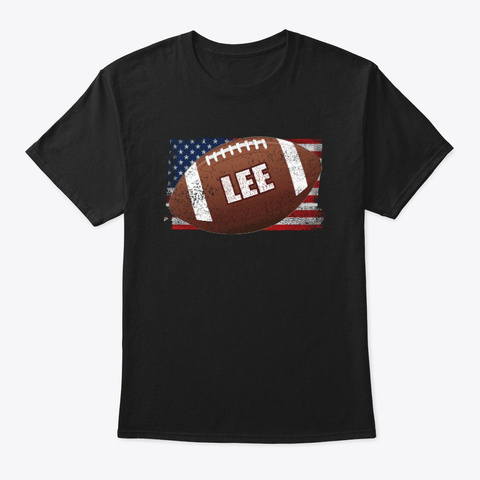 American Football Theme Lee Black T-Shirt Front