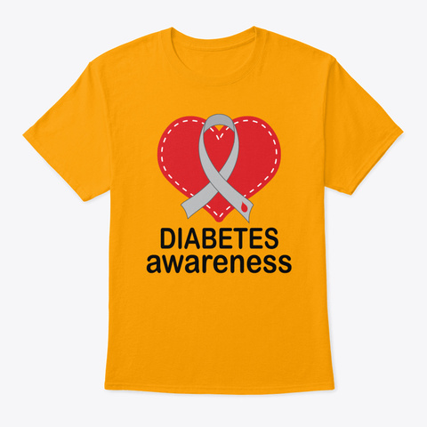 Diabetes Awareness Ribbon Walk Gold Camiseta Front