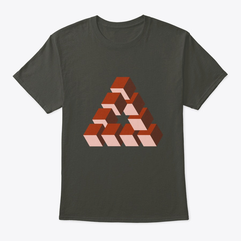 Penrose Impossible Triangle Illusion Red Smoke Gray T-Shirt Front
