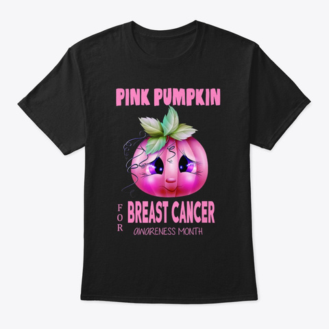 Halloween Breast Cancer Awareness Pink Black T-Shirt Front