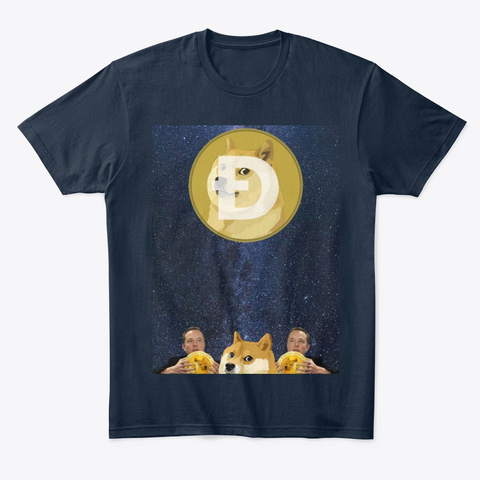 Dogecoin To Mars! New Navy T-Shirt Front
