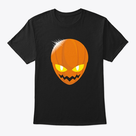 Alien Head Alien Face Jack O Lantern Fun P Black T-Shirt Front