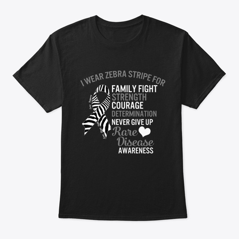 I Wear Zebra Stripe For Family Fight Black T-Shirt Front